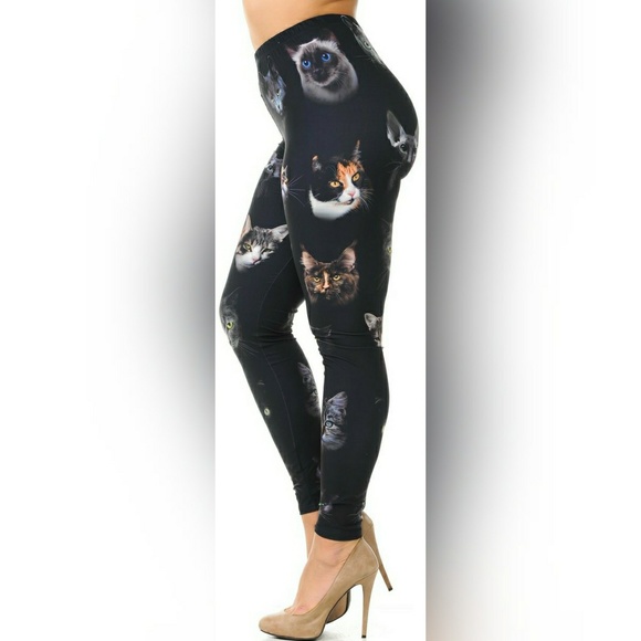 Buttery Soft Kitty Cat Face Leggings - Picture 3 of 7